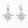 Brass Micro Pave Clear Cubic Zirconia Charms ZIRC-R109-011P-NF-1