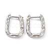 Textured Rectangle Brass Hoop Earrings LS-EJEW-B007-02P-1