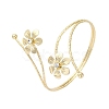 Lotus Alloy Arm Cuff Bangles for Girl Women AJEW-A063-01E-G-4
