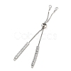 Brass Pave Clear Cubic Zirconia Rectangle Slider Bracelet Making BJEW-U005-01P-2