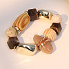 Exaggerated Glass & Wood & Resin & CCB Plastic Beaded Stretch Bracelets for Women WG71D73-01-4