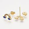 Brass Cubic Zirconia Stud Earrings EJEW-S201-169C-2