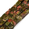 Natural Unakite Beads Strands G-T139-6x6-08A-4