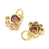 Brass Pave Cubic Zirconia Paw Print Charms KK-I355-17G-01-2
