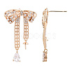 Brass Micro Pave Clear Cubic Zirconia Stud Earring Findings KK-S356-666G-NF-2