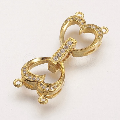 Brass Micro Pave Cubic Zirconia Fold Over Clasps ZIRC-F047-09G-1