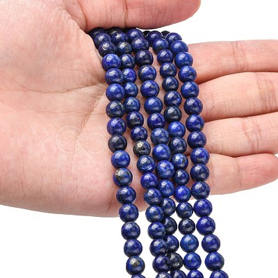 Natural Lapis Lazuli Beads Strands G-G099-6mm-7-1
