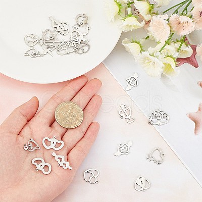 SUNNYCLUE 24Pcs 12 Styles 201 Stainless Steel Pendants STAS-SC0002-85-1