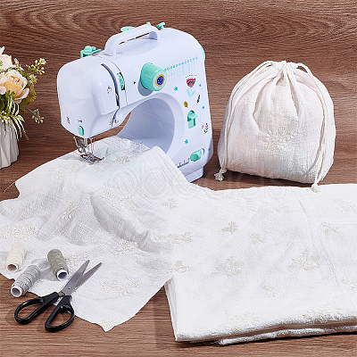 Flower Pattern Linen Cotton Fabric for Clothing Accessories DIY-WH0632-51-1