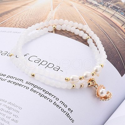 Faceted Glass Bead Stretch Bracelets BJEW-JB05488-02-1