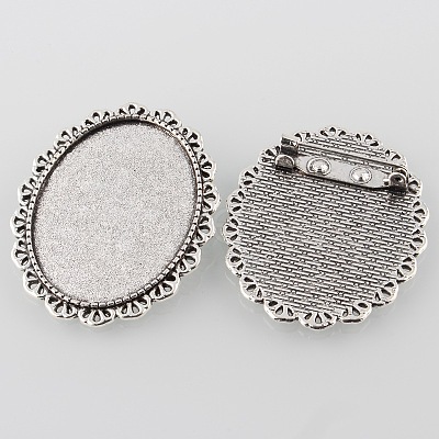Vintage Alloy Brooch Cabochon Bezel Settings PALLOY-O038-41AS-1