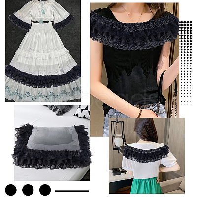 2 Yards 3 Layer Pleated Chiffon Lace Trim OCOR-GF0003-32-1