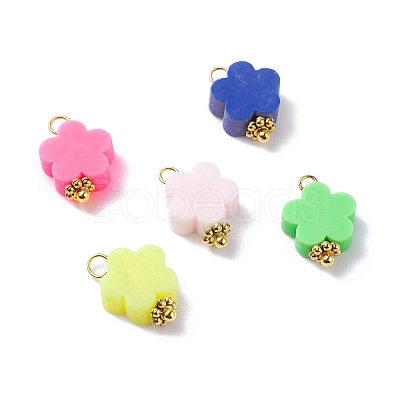 Handmade Polymer Clay Flower Pendants PALLOY-JF01125-1