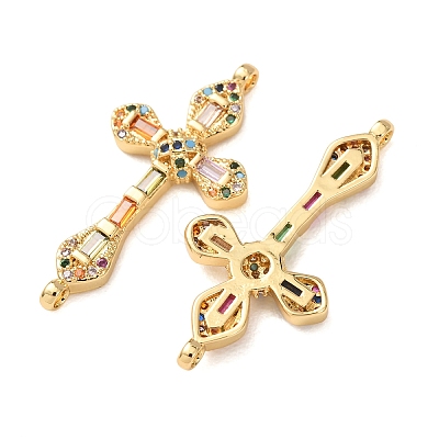 Brass Micro Pave Colorful Cubic Zirconia Connector Charms CU-CBA4579-08G-A-1