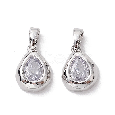 Brass Micro Pave Clear Cubic Zirconia Charms KK-K360-14P-1