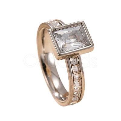 304 Stainless Steel & Crystal Rhinestone Finger Rings WGDB806-02-1