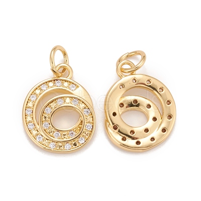 Rack Plating Eco-friendly Brass Micro Pave Clear Cubic Zirconia Charms KK-D072-01G-G-NR-1