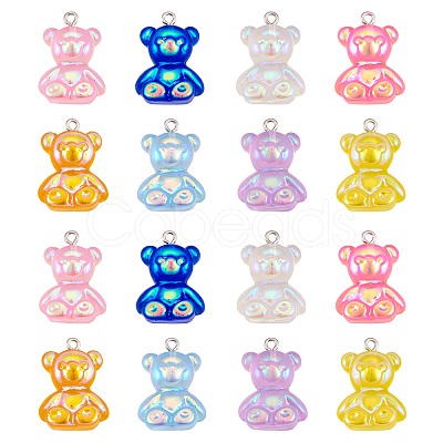 16Pcs 8 Colors Electroplated Resin Pendants CRES-FP0001-12-1