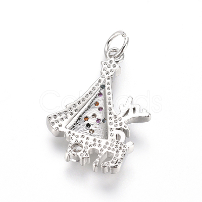 Brass Micro Pave Cubic Zirconia Pendants ZIRC-L085-15P-1