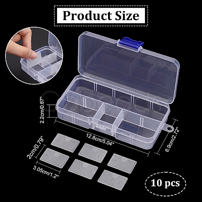 10 Grids Plastic Bead Storage Containers CON-WH0086-053A-1