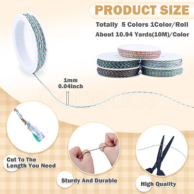 50M 5 Colors Braided Polyester Cords OCOR-TA0003-58B-1