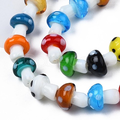 Mushroom Handmade Lampwork Beads Strands LAMP-R116-03A-1