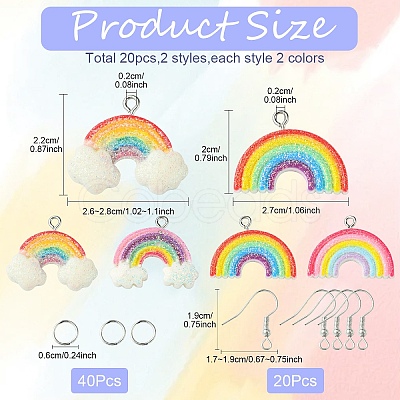 DIY Rainbow Opaque Resin Dangle Earring Jewelry Kits DIY-YW0010-80-1