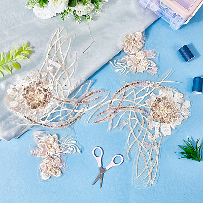 Flower Lace Embroidery Sewing Fiber Appliques DIY-WH20011-90C-1