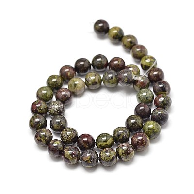 Natural Dragon Blood Jasper Round Beads Strands G-P075-04-6mm-1