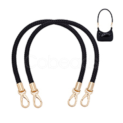 Imitation Leather Braided Round Cord Bag Handles with Zinc Alloy Clasps FIND-WH0126-941A-01-1