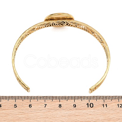 304 Stainless Steel Blank Cuff Bangle Bases with Flat Round Tray SA-CBA82C8-04C-G-1
