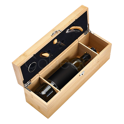 Wooden Wine Gift Packing Boxes with Clasps and 4Pcs Wine Openers CON-WH0089-269-1