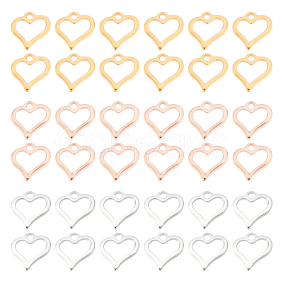60Pcs 3 Colors 304 Stainless Steel Open Heart Charms STAS-DC0007-60-1