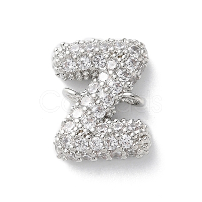 Brass Micro Pave Cubic Zirconia Letter Links KK-I717-04Z-P-1