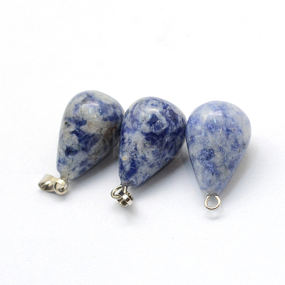 Teardrop Natural Blue Spot Jasper Pendants G-Q435-20-1