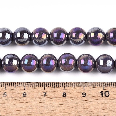Electroplate Opaque Glass Beads Strands GLAA-T032-P10mm-AB15-1