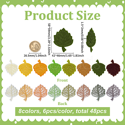 48Pcs 8 Colors Computerized Embroidery Cloth Hot Melt Adhesive Patches DIY-FG0007-93-1