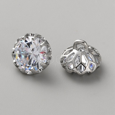 Brass Clear Cubic Zirconia Cufflinks LS-BUTT-WH0012-18P-1
