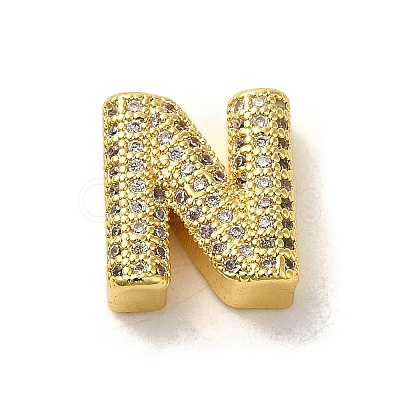 Brass Micro Pave Clear Cubic Zirconia Charms ZIRC-C009-01G-N-1