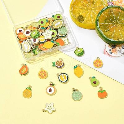 60Pcs 15 Styles Fruit Alloy Enamel Charms ENAM-FS0003-54-1