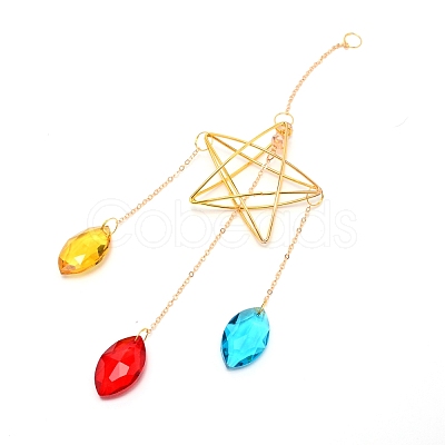 Colorful Glass Hanging Crystal Pendant Ornament HJEW-TAC0012-20-1