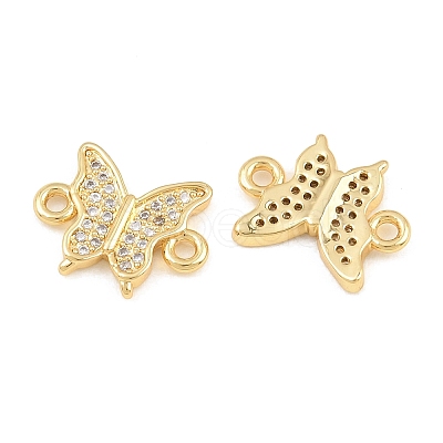 Brass Micro Pave Clear Cubic Zirconia Connector Charms CU-CBA908F-04G-03-1