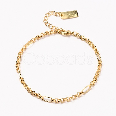 Brass Figaro Chain Bracelets BJEW-H537-01G-1