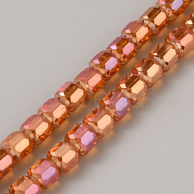 Electroplate Transparent Glass Beads Strands EGLA-TAC0008-01D-1