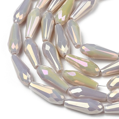 Electroplated Opaque Glass Beads Strands X-EGLA-L015-FR-B16-01-1