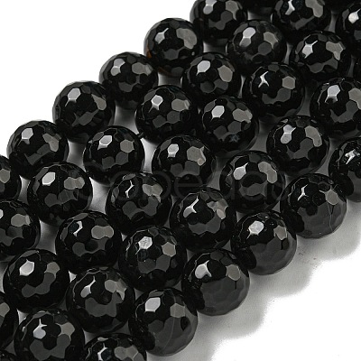 Faceted Natural Banded Agate Beads Strands G-F447-12mm-O09-1