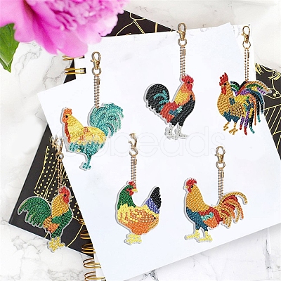 Rooster DIY Diamond Painting Pendant Decoration Kits PW-WG73715-01-1
