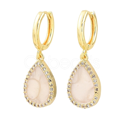 Brass Micro Pave Cubic Zirconia Hoop Dangle Earrings KK-CBA8324-11G-02-1
