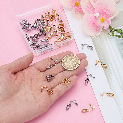 48Pcs 2 Colors 304 Stainless Steel Clip-on Earring Findings STAS-ME0001-65-1