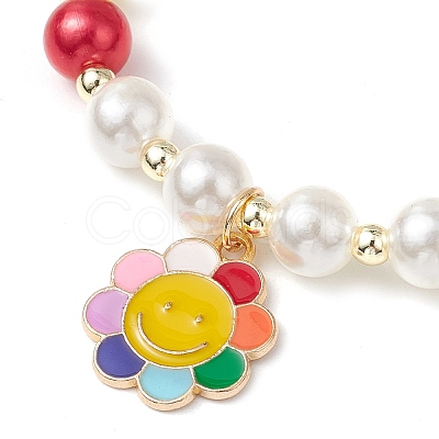 Acrylic Pearl Round Beaded Stretch Bracelets BJEW-JB11424-1
